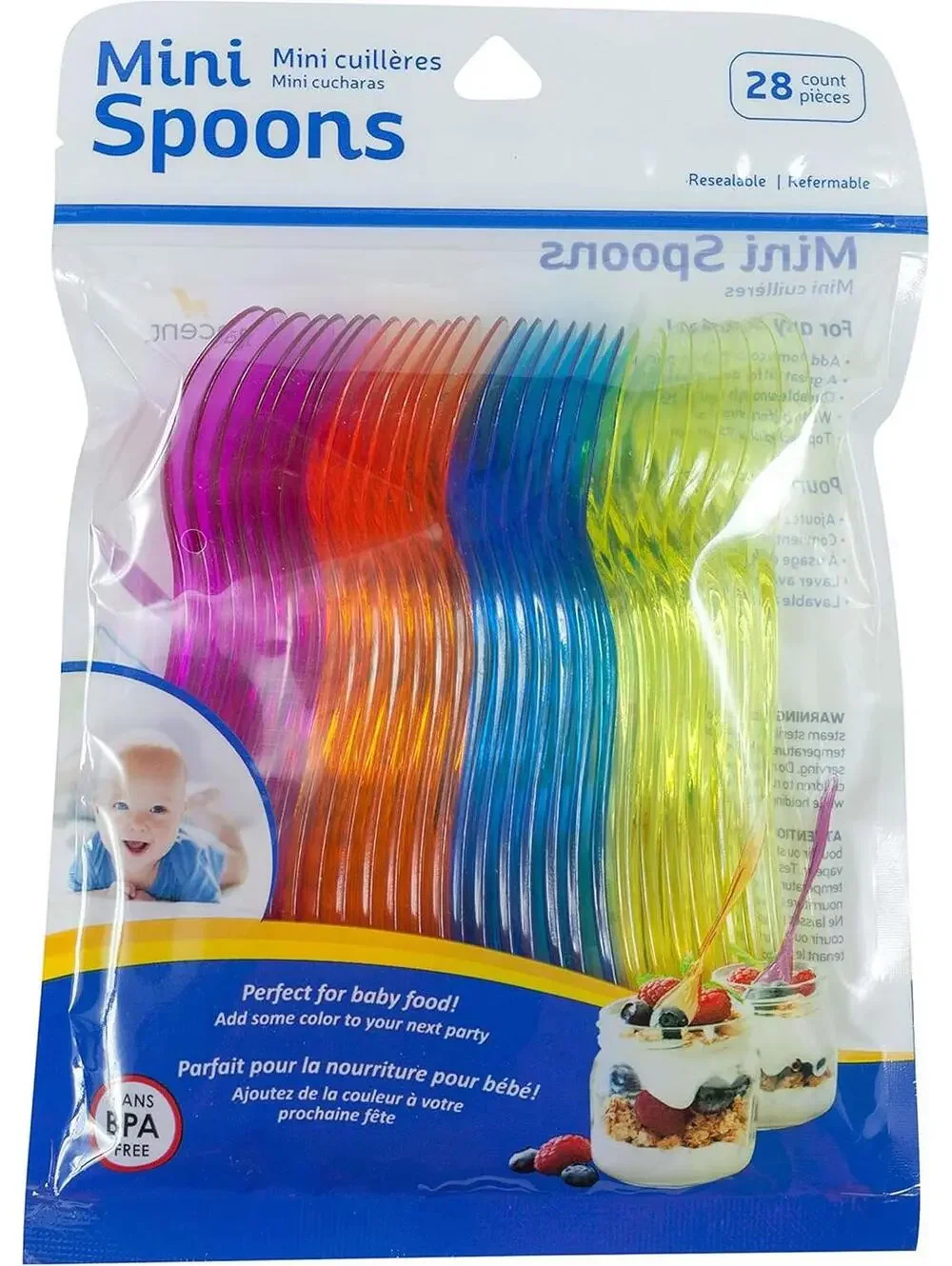 Vibrant Mini Spoons 28-Pack – Party-Ready & Baby-Approved!